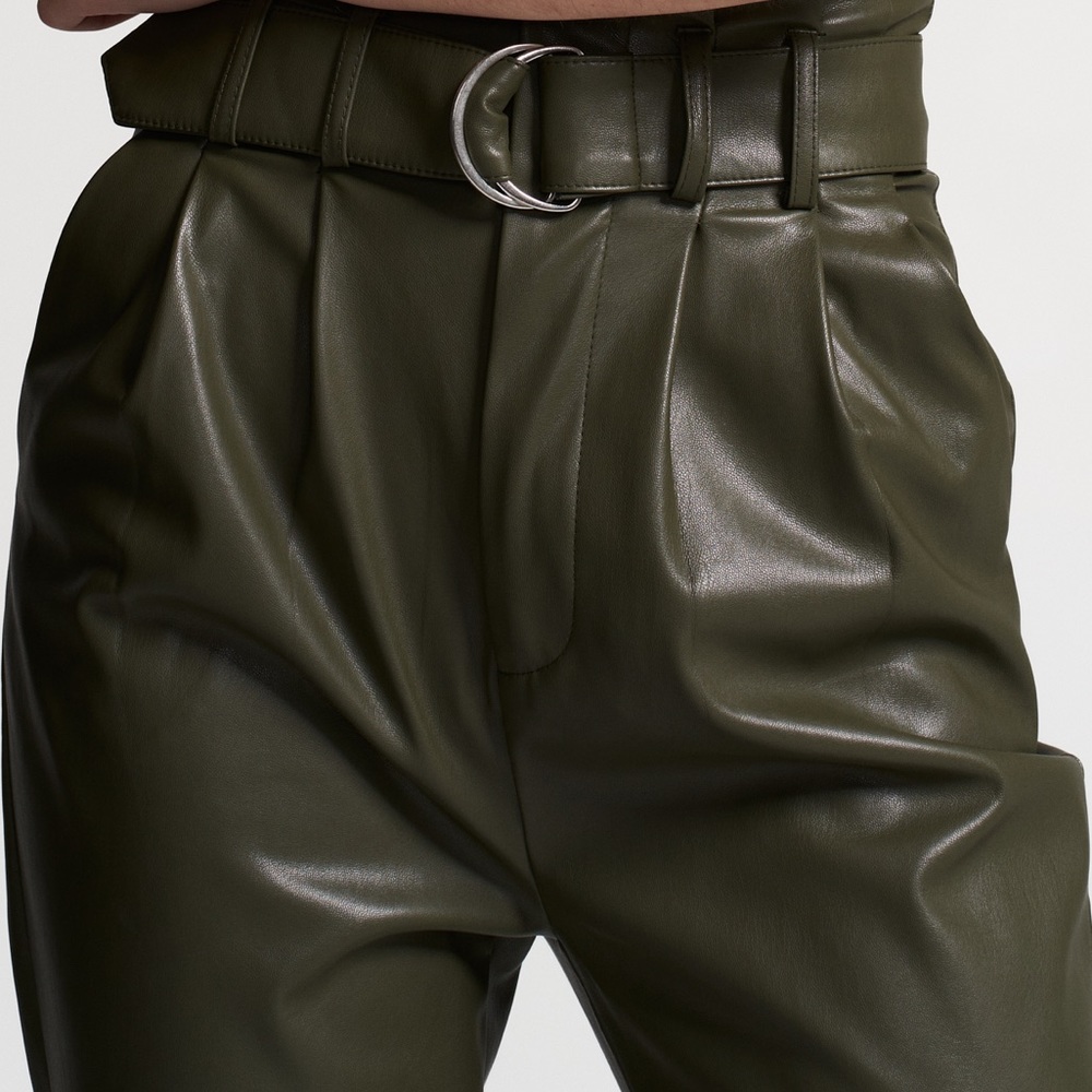 stradivarius faux leather trousers